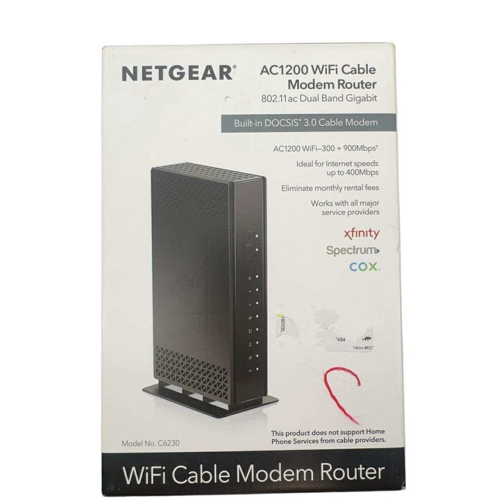 NETGEAR AC1200 WiFi Cable Modem Router C6230 DOCSIS 3.0 Dual Band Gigabit NEW - Picture 2 of 13